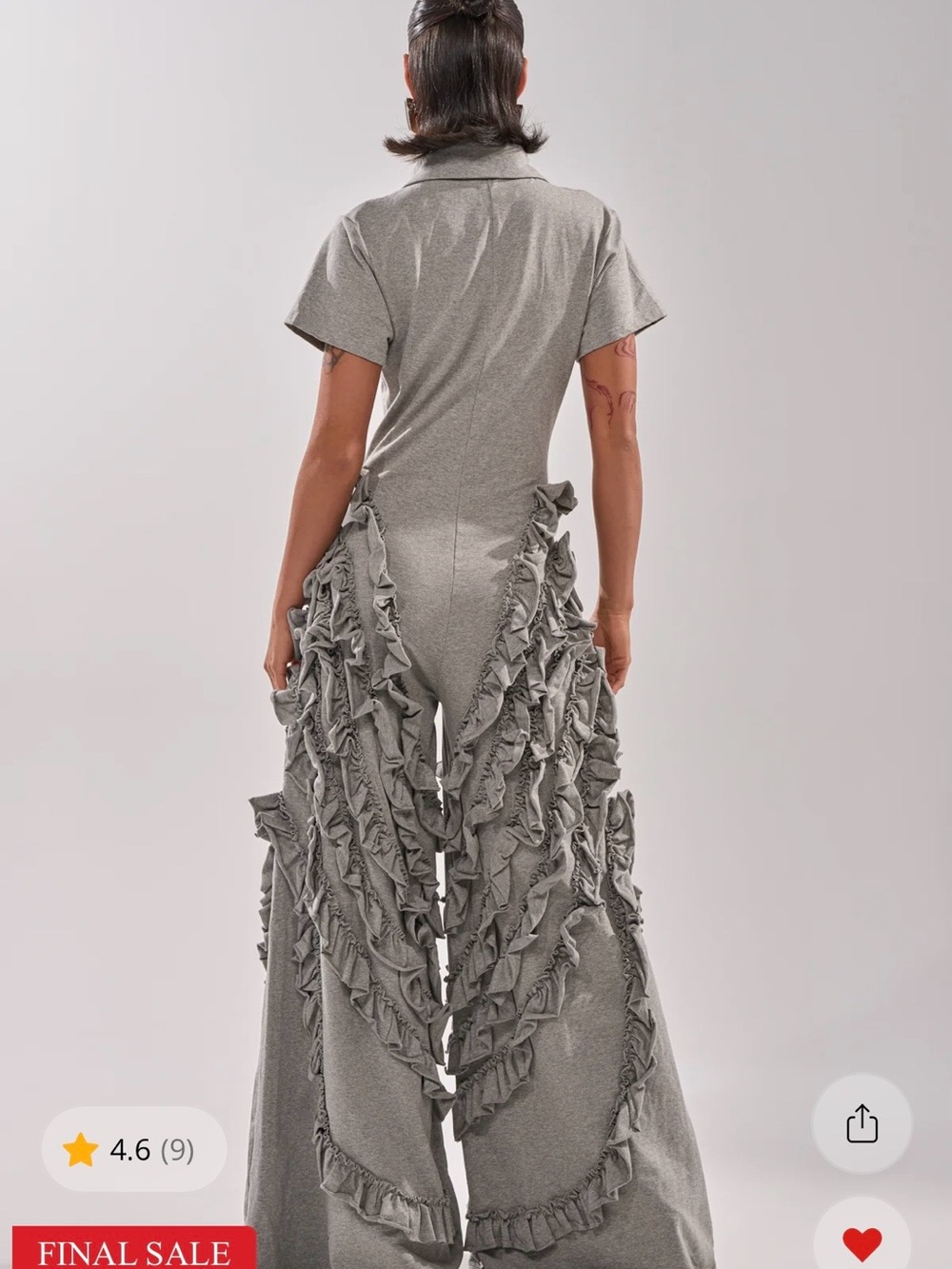 AKIRA Gray Ruffled Jumpsuit Romper - Picture 3 of 7